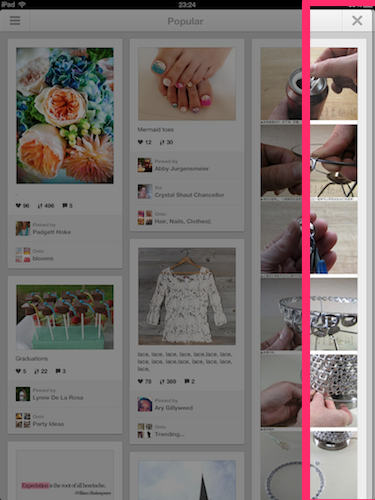 Pinterest iPadアプリ タブ説明2
