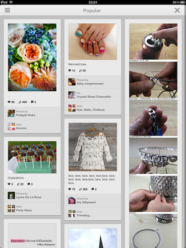 Pinterest iPadアプリ Popular