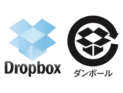 Dropbox 段ボールのリサイクルマーク 比較